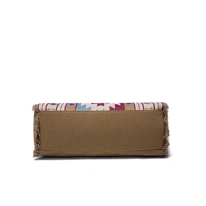 Bohemian Striped Canvas Embroidery Tote