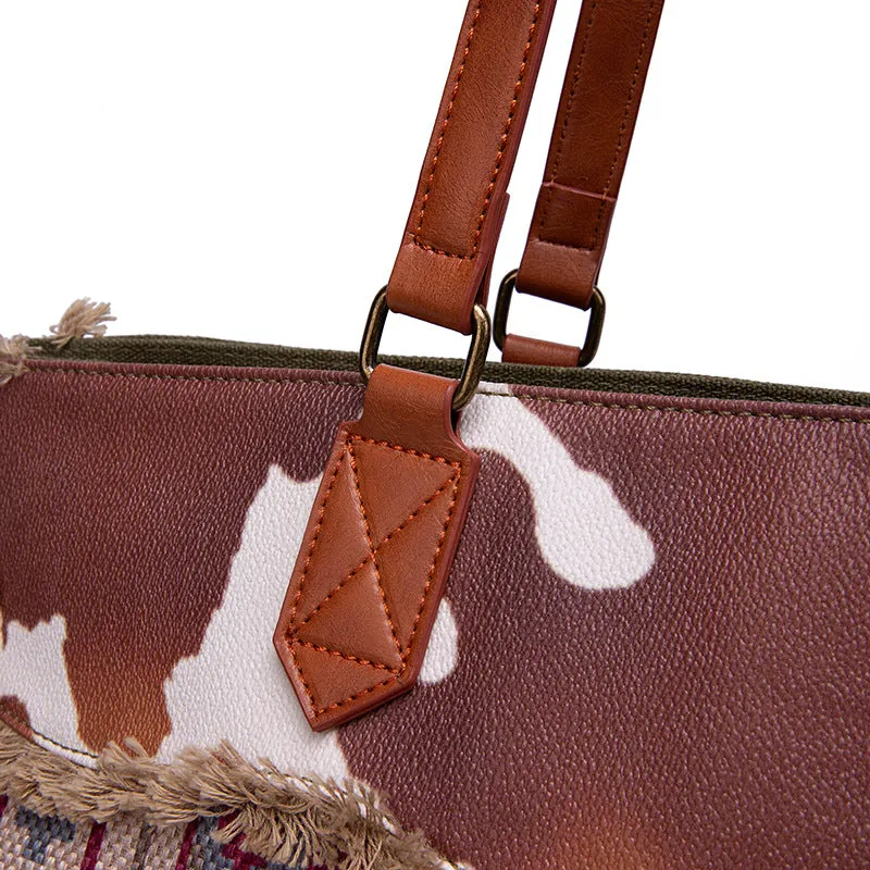 Bohemian Striped Canvas Embroidery Tote