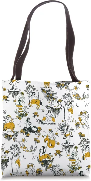 Boho Fate, Destiny, Zodiac Horoscope Astrology Toile Pattern Tote Bag