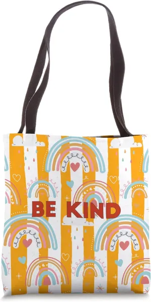Boho Rainbow Decor Aesthetic Be Kind Minimalist Hearths Tote Bag