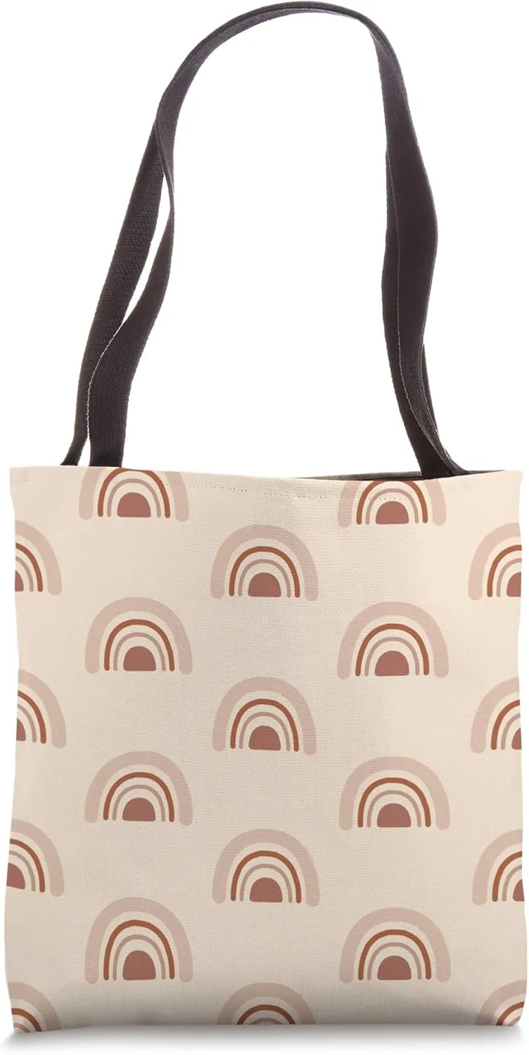 Boho Repeating Rainbow Pattern In Neutral Terracotta Colors Tote Bag