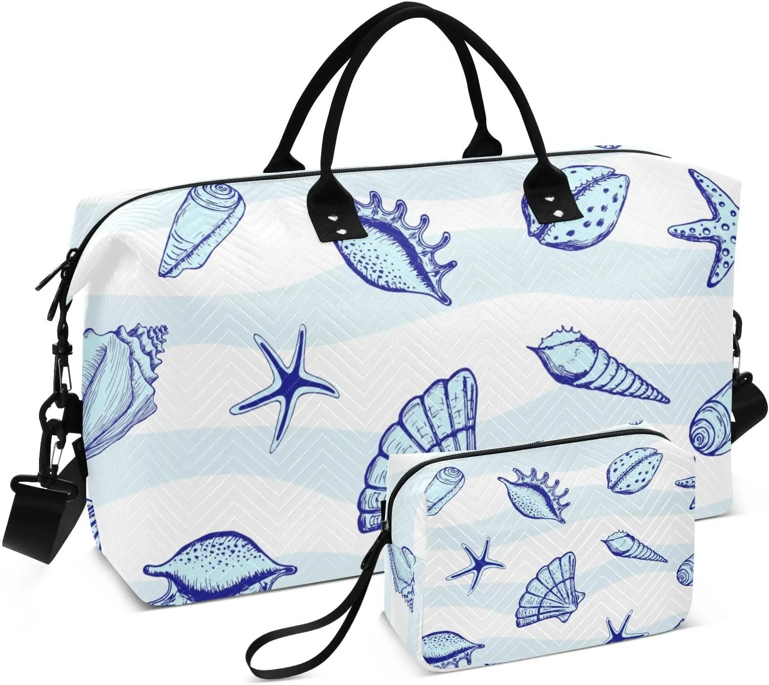 Bolaz Duffle Bag for Travel-Blue Shells Pattern， Easy Update Large Magnectic Sticker Refrigerator Magnets Decor Wash Machine Magnet Decals23"x26"