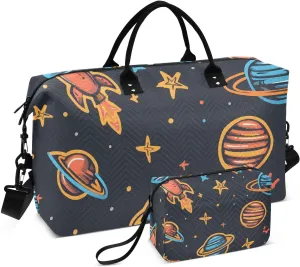 Bolaz Duffle Bag for Travel-Cartoon Space Rockets and Stars， Easy Update Large Magnectic Sticker Refrigerator Magnets Decor Wash Machine Magnet Decals23"x26"