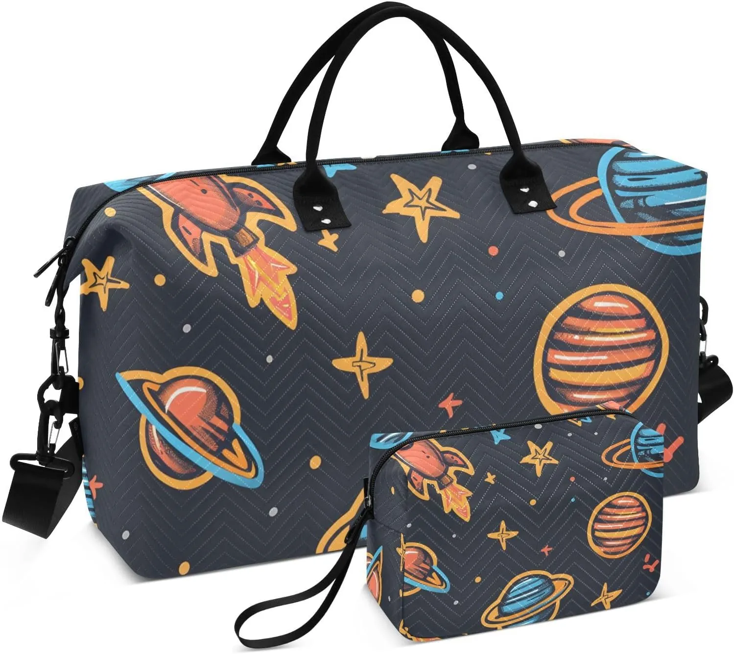 Bolaz Duffle Bag for Travel-Cartoon Space Rockets and Stars， Easy Update Large Magnectic Sticker Refrigerator Magnets Decor Wash Machine Magnet Decals23"x26"
