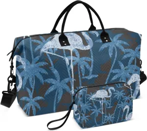 Bolaz Duffle Bag for Travel-Flaming Birds Blue，Weekender Overnight Bag with Wet Pocket for Women，Large Carry On Airport Bag with Toiletry Bag for Travel, Business Trips, Sports