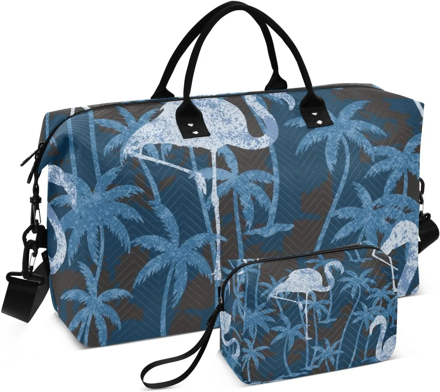 Bolaz Duffle Bag for Travel-Flaming Birds Blue，Weekender Overnight Bag with Wet Pocket for Women，Large Carry On Airport Bag with Toiletry Bag for Travel, Business Trips, Sports