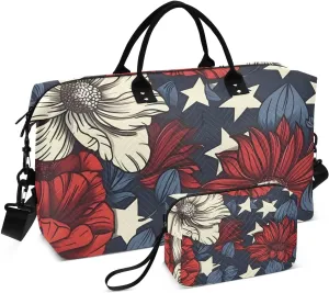 Bolaz Duffle Bag for Travel-Red White Blue Usa Flag Floral ， Easy Update Large Magnectic Sticker Refrigerator Magnets Decor Wash Machine Magnet Decals23"x26"
