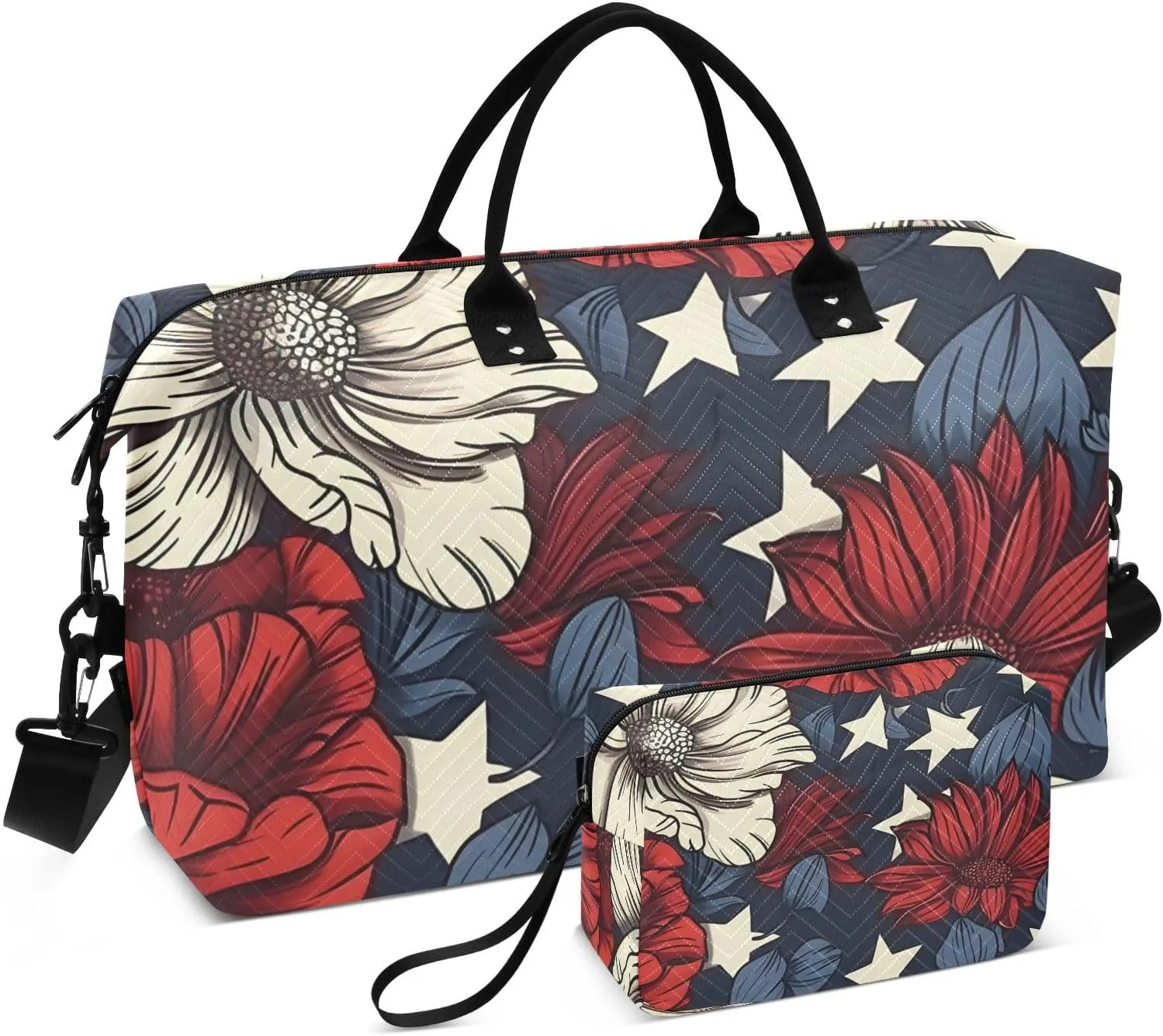 Bolaz Duffle Bag for Travel-Red White Blue Usa Flag Floral ， Easy Update Large Magnectic Sticker Refrigerator Magnets Decor Wash Machine Magnet Decals23"x26"