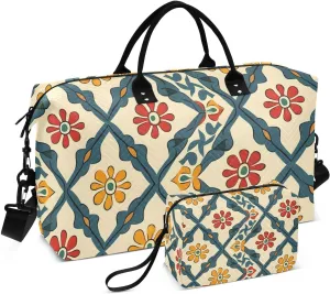 Bolaz Duffle Bag for Travel-Vintage Pattern Of Flowers Repeats， Easy Update Large Magnectic Sticker Refrigerator Magnets Decor Wash Machine Magnet Decals23"x26"