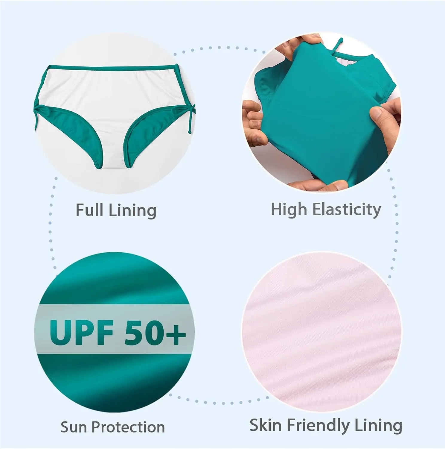 Bonneuitbebe Women's Bikini Bottoms Full Coverage Swim Bottoms Mid Waisted Swimsuit Bathing Suit Bottom