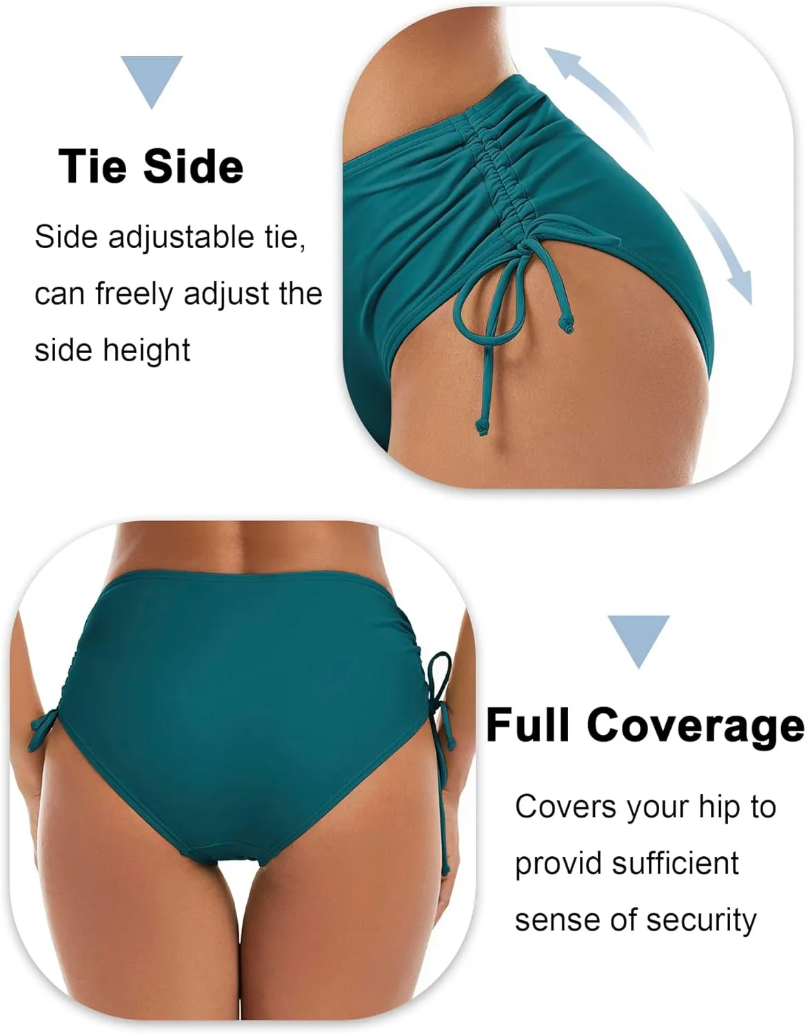 Bonneuitbebe Women's Bikini Bottoms Full Coverage Swim Bottoms Mid Waisted Swimsuit Bathing Suit Bottom