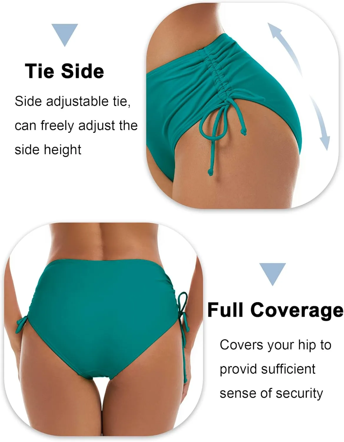Bonneuitbebe Women's Bikini Bottoms Full Coverage Swim Bottoms Mid Waisted Swimsuit Bathing Suit Bottom