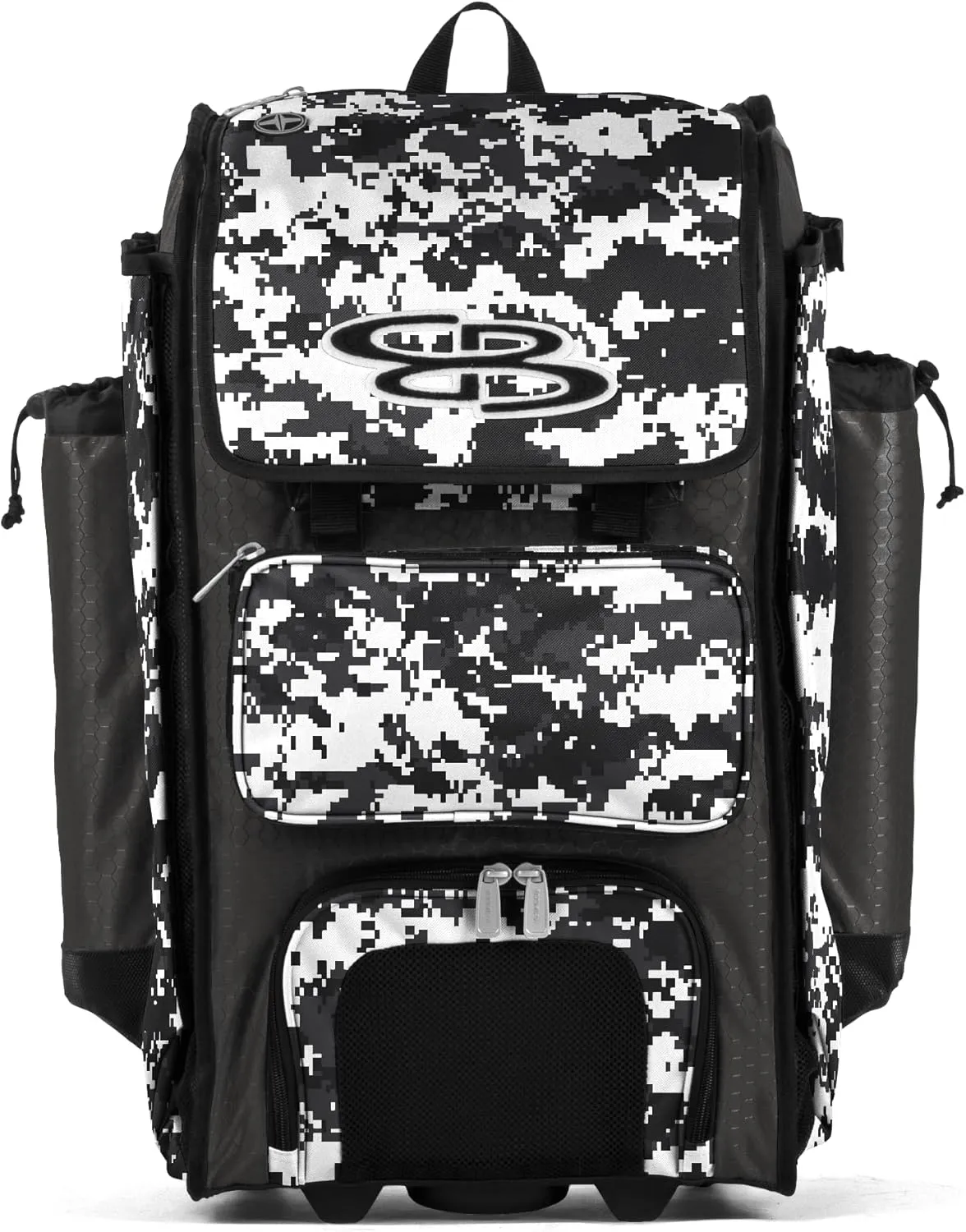 Boombah Rolling Catchers Superpack Baseball/Softball Gear Bag Digital Camo - 23-1/2" x 13-1/2" x 9-1/2" - Multiple Colors - Telescopic Handle and Holds 4 Bats - Wheeled Version