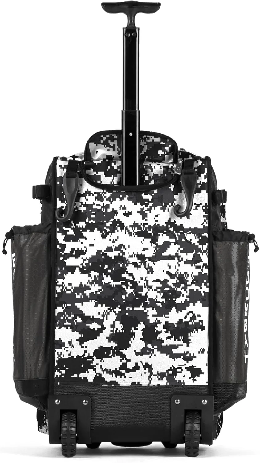 Boombah Rolling Catchers Superpack Baseball/Softball Gear Bag Digital Camo - 23-1/2" x 13-1/2" x 9-1/2" - Multiple Colors - Telescopic Handle and Holds 4 Bats - Wheeled Version