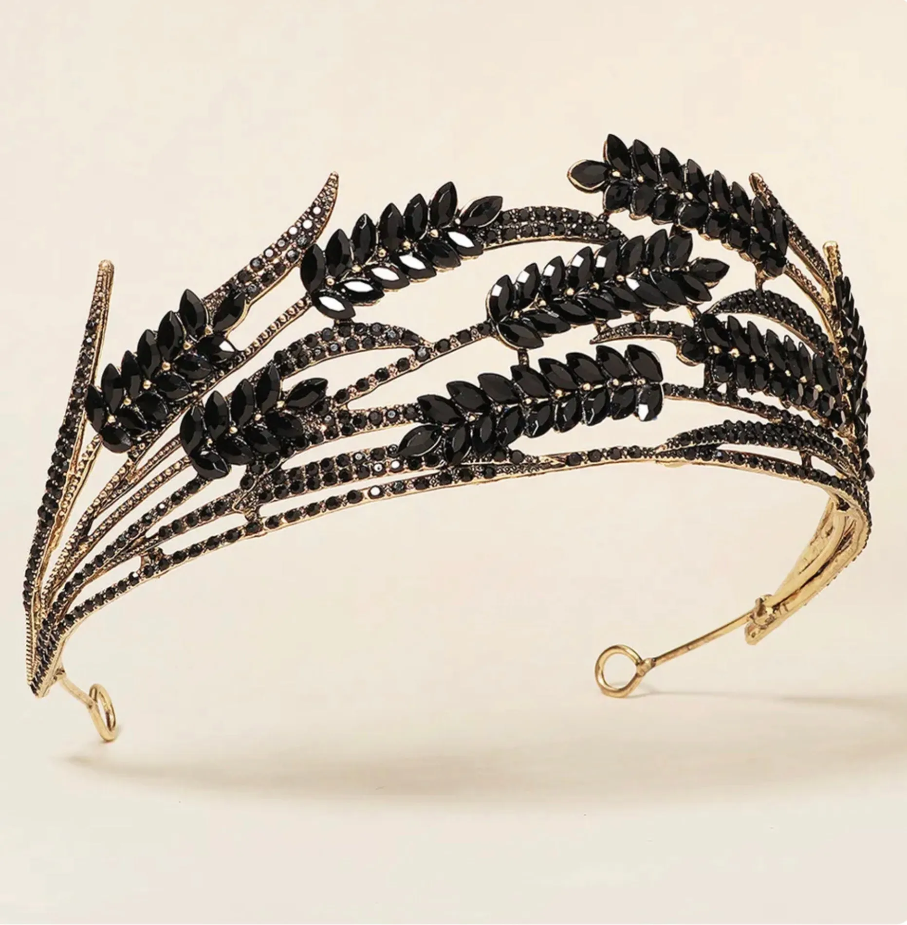 Botanical Bridal Wedding Crown, Unique harvest Festival Headpiece in Silver Black & Gold ~ Meadow
