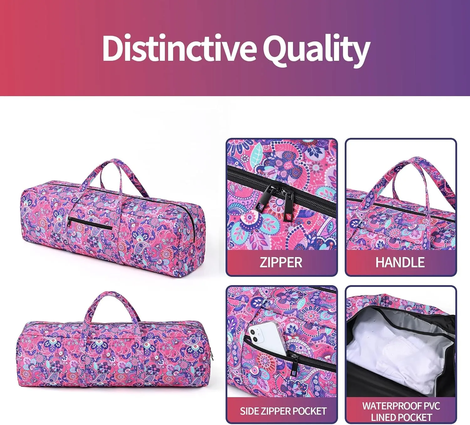 Boulder Bee | Yoga Mat Bag | Large Yoga Mat Carrier with Wet Pocket | Yoga Gifts | Gym Tote Bag for Women