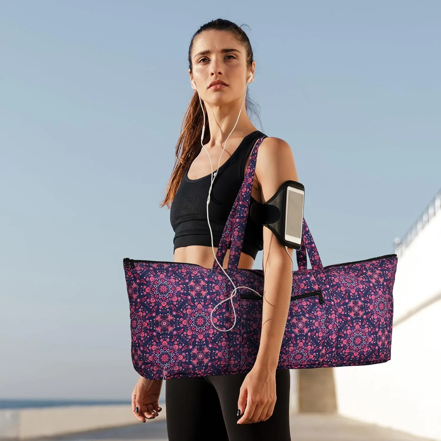 Boulder Bee | Yoga Mat Bag | Large Yoga Mat Carrier with Wet Pocket | Yoga Gifts | Gym Tote Bag for Women