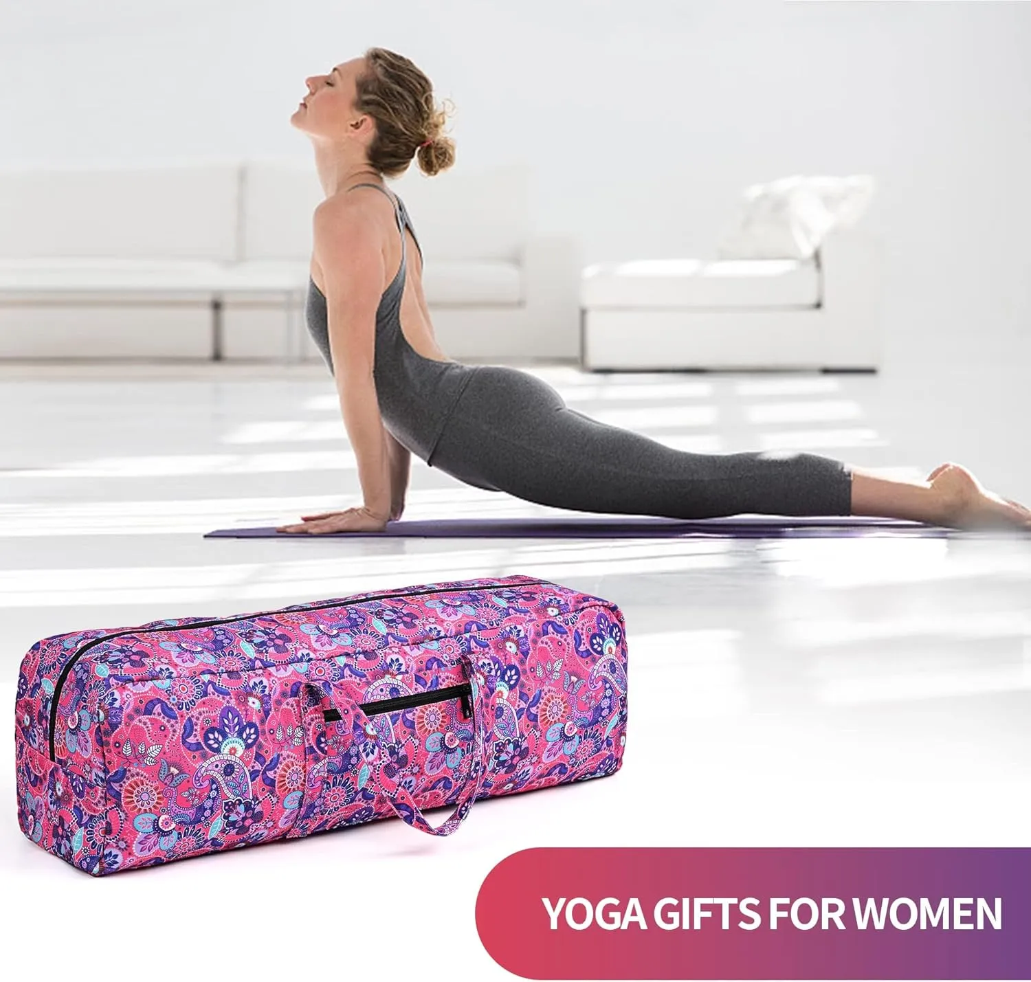 Boulder Bee | Yoga Mat Bag | Large Yoga Mat Carrier with Wet Pocket | Yoga Gifts | Gym Tote Bag for Women