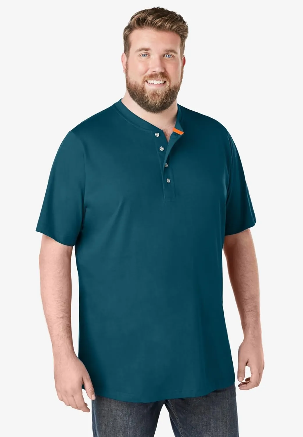 Boulder Creek by Kingsize Men's Big & Tall Heavyweight Short-Sleeve Henley Shirt