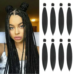 Braiding Hair 24 Inch 8 Packs Braiding Hair Pre Stretched Long Braiding Hair For Twist Or Box Braids Pre Stretched Braiding Hair For Crochet Braids Hot Water Setting Soft Yaki Texture(24Inch,#2)
