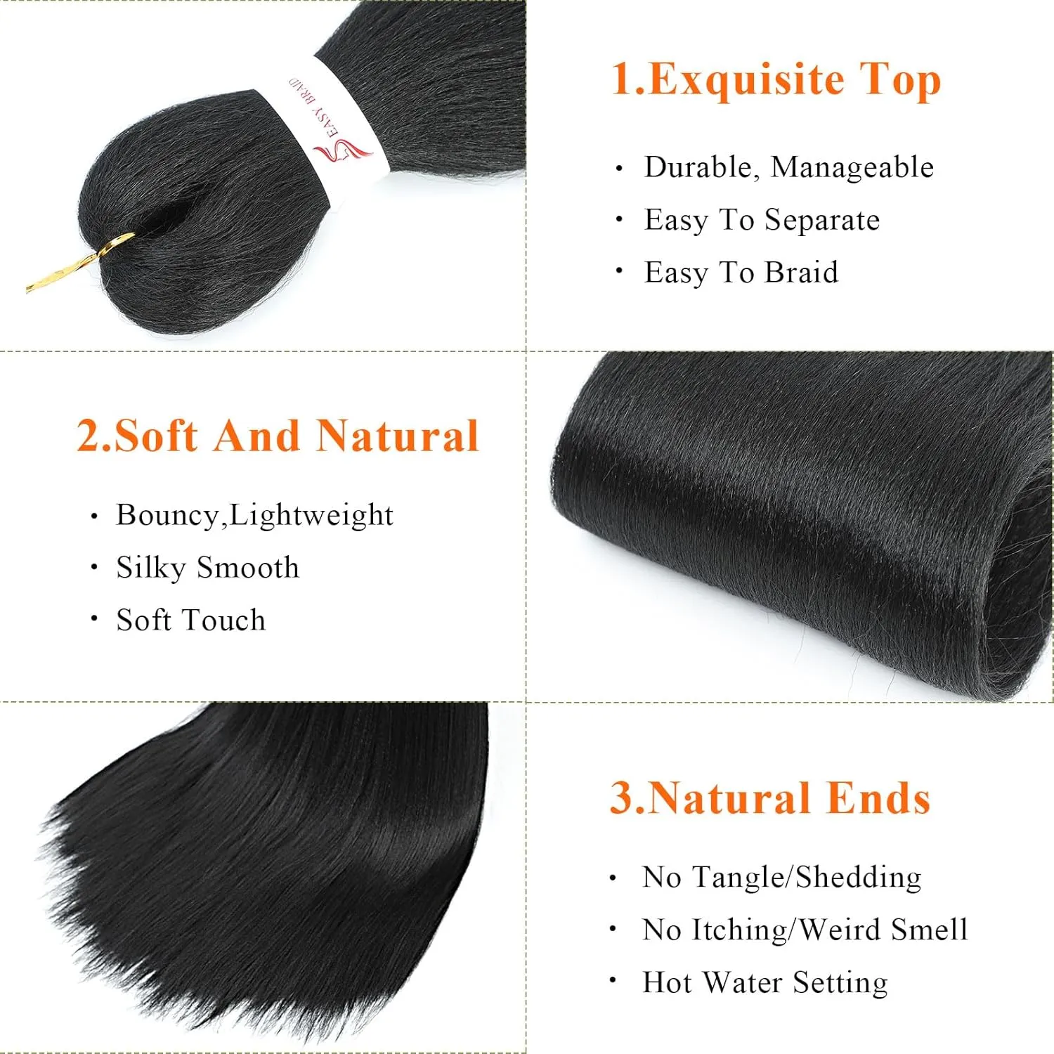 Braiding Hair 24 Inch 8 Packs Braiding Hair Pre Stretched Long Braiding Hair For Twist Or Box Braids Pre Stretched Braiding Hair For Crochet Braids Hot Water Setting Soft Yaki Texture(24Inch,#2)