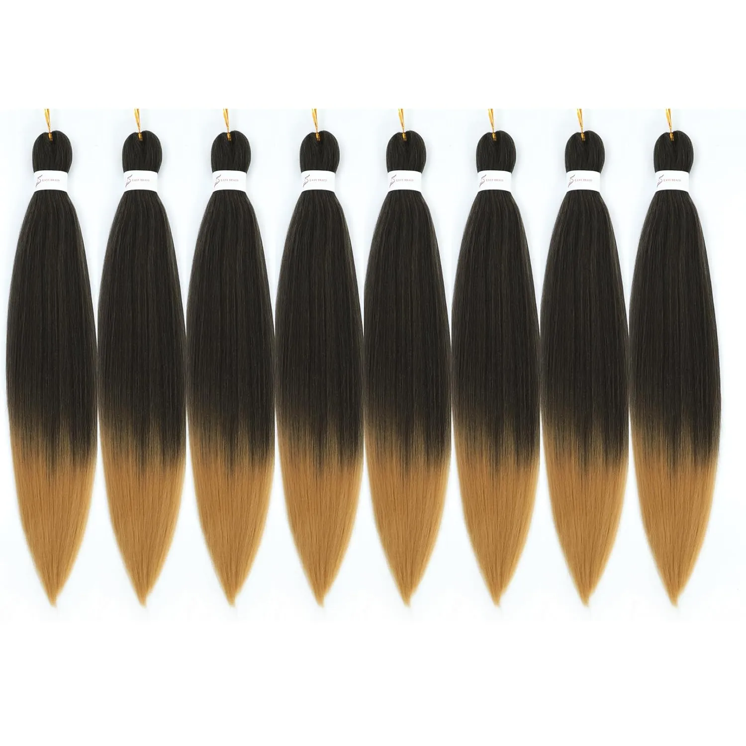 Braiding Hair Pre Stretched 16 Inch 8 Packs Braiding Hair Extension Pre Stretched Braiding Hair Professional Synthetic Hair For Braiding Crochet Twist Braids Soft Yaki Texture(16",1B/27-8P)