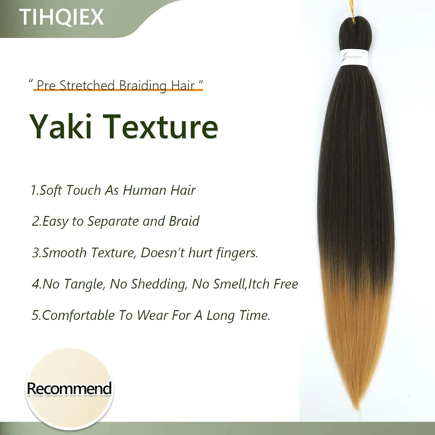 Braiding Hair Pre Stretched 16 Inch 8 Packs Braiding Hair Extension Pre Stretched Braiding Hair Professional Synthetic Hair For Braiding Crochet Twist Braids Soft Yaki Texture(16",1B/27-8P)