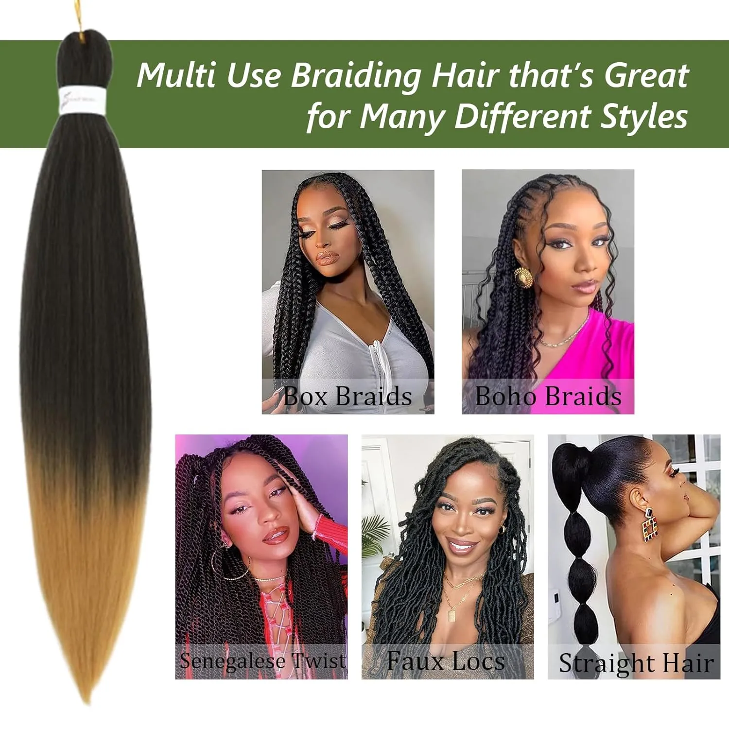 Braiding Hair Pre Stretched 16 Inch 8 Packs Braiding Hair Extension Pre Stretched Braiding Hair Professional Synthetic Hair For Braiding Crochet Twist Braids Soft Yaki Texture(16",1B/27-8P)