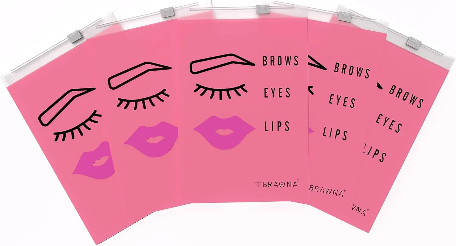 BRAWNA 70 pcs Pink Microblading Aftercare Bags for PMU Instruction Cards - Eyebrow Aftercare Bags - PMU Aftercare bags - PMU Kit - Mini Cosmetic Pouches - Microblading Supplies