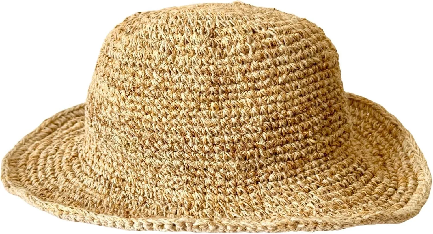 Breathable Sweat Proof Summer hat for Men and Women. Hand Crafted Sun hat Made from Natural Hemp from Nepal. Foldable with Classic Looks and Comfy. Ivory