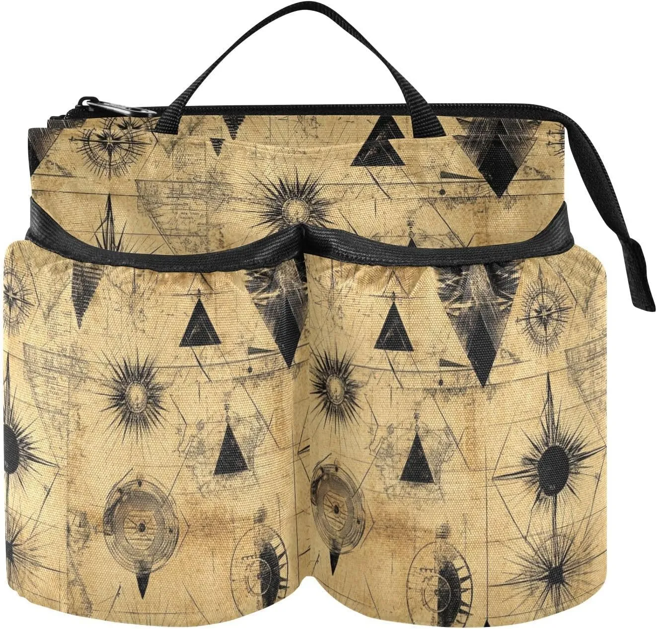 Briefcase Cup Holder Upgraded Bohemian Retrogeometric Pattern Vintage Holder with Strap Flight Attendants Businessmen
