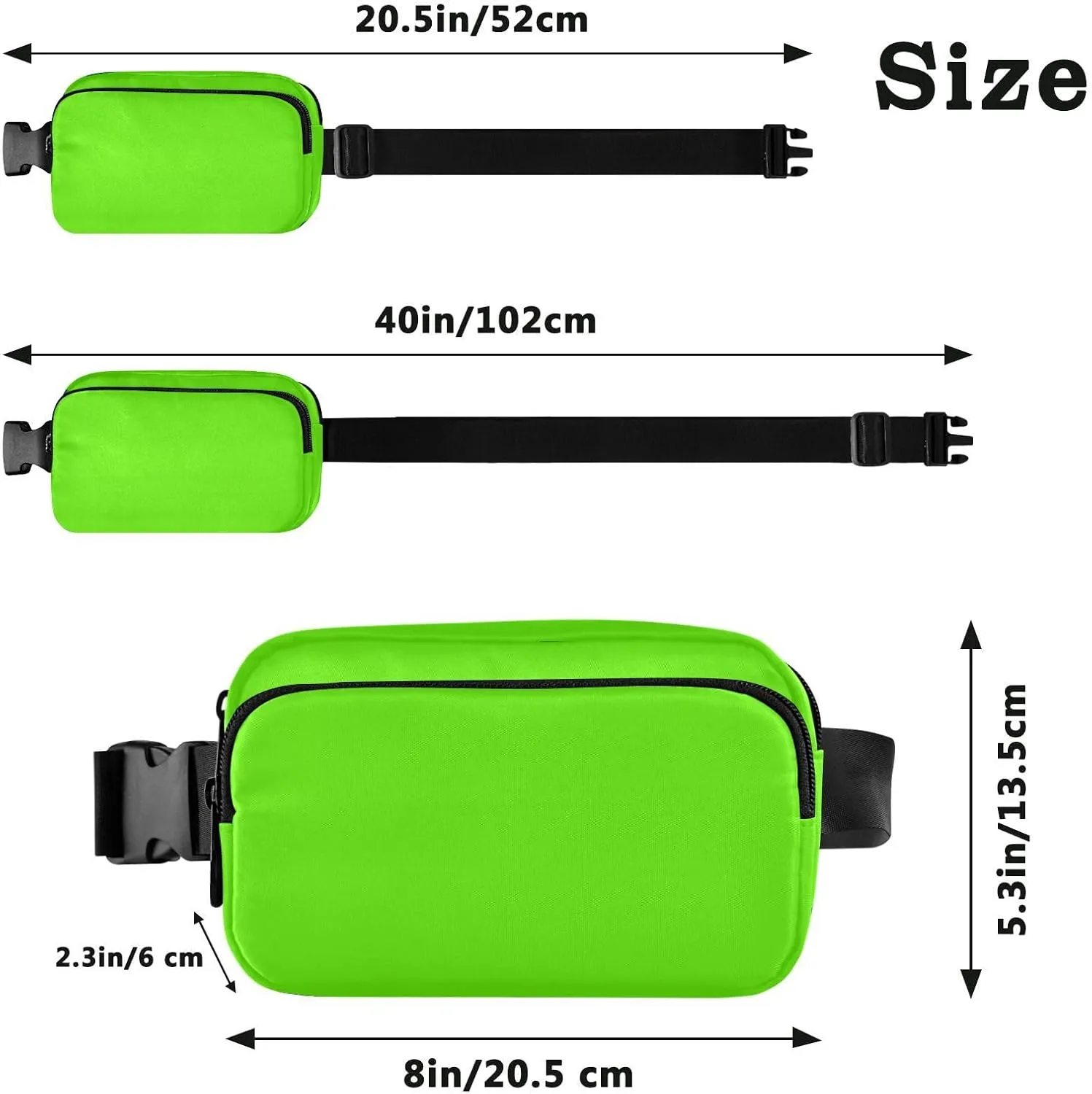 Bright Green Chest Bag for Women Mini Everywhere Bum Hip Waist Pack, 8 x 5.3 x 2.3 Inches
