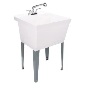 Cambridge Resources 23.5-Inch Freestanding Utility Tub with Faucet and Drain