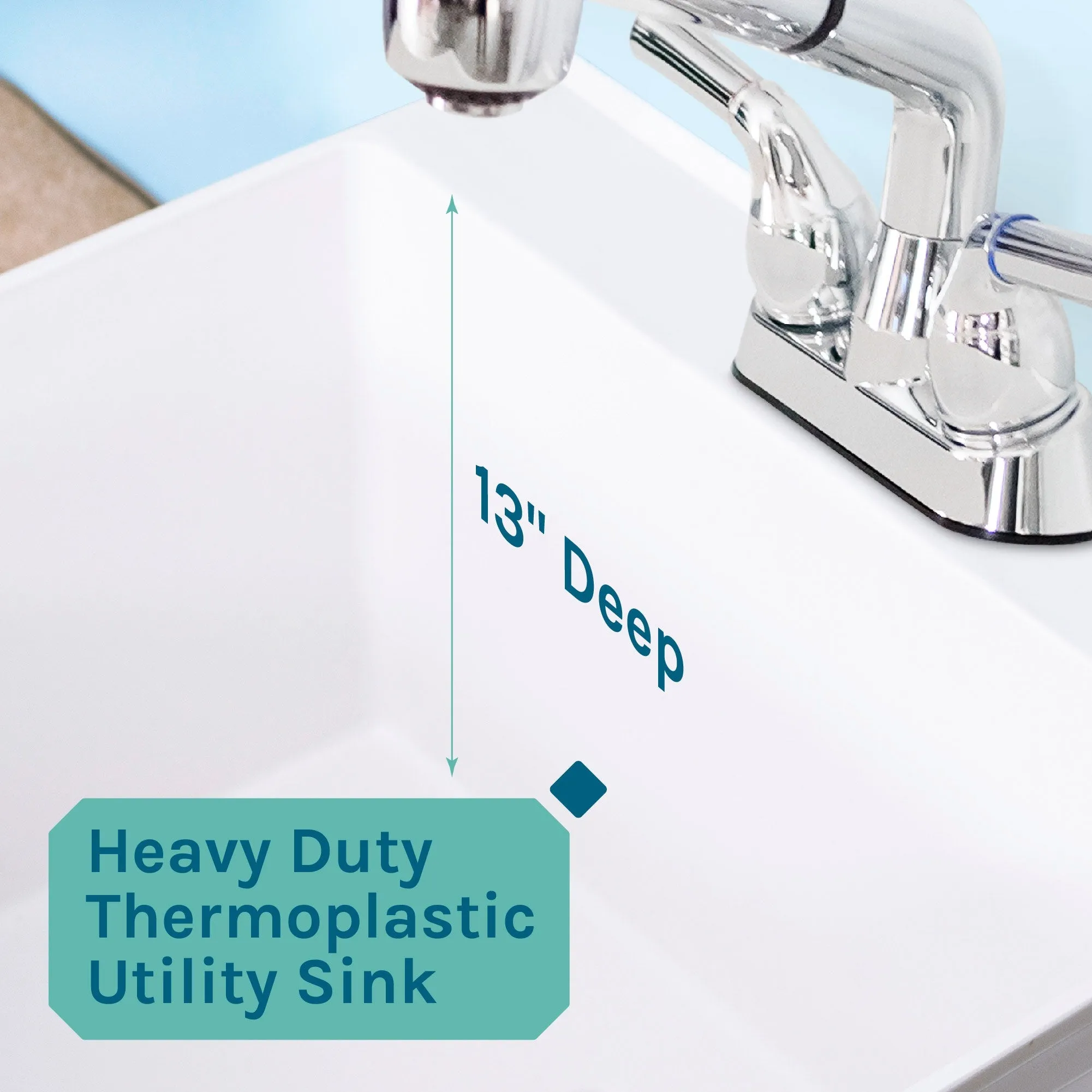 Cambridge Resources 23.5-Inch Freestanding Utility Tub with Faucet and Drain