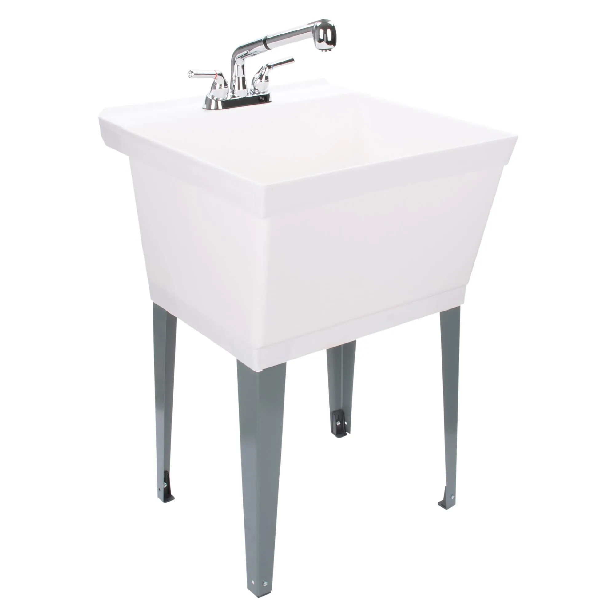 Cambridge Resources 23.5-Inch Freestanding Utility Tub with Faucet and Drain