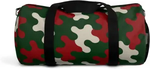 Camo Duffel Bag, Gym Travel Tote, Christmas Spirit, Holiday Gift, Outdoor Gear, Festive Green-Red-White Design