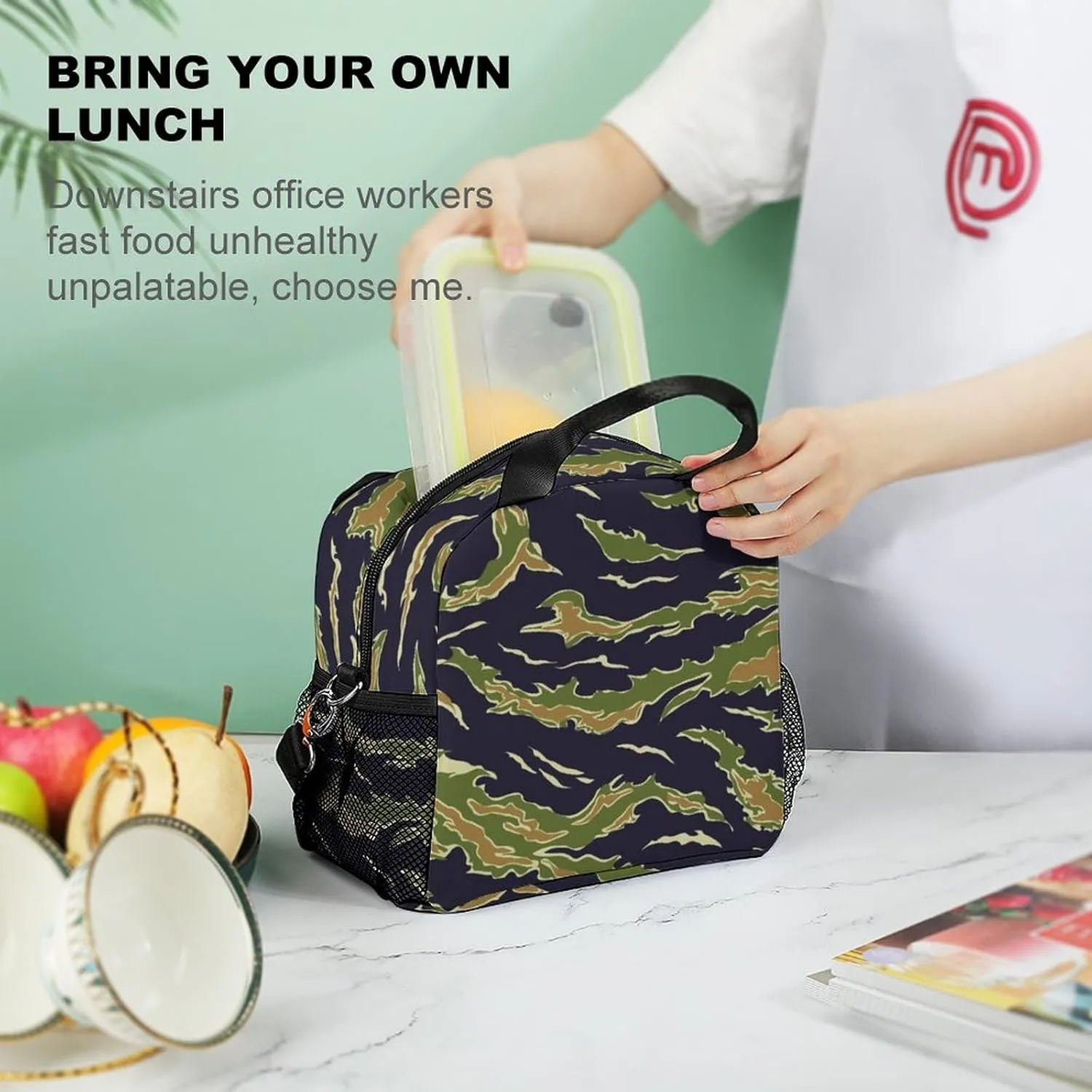 Camouflage Vietnam Tiger Stripe Adjustable Shoulder Strap Insulated And Leak Proof Premium Lunch Bag Unisex