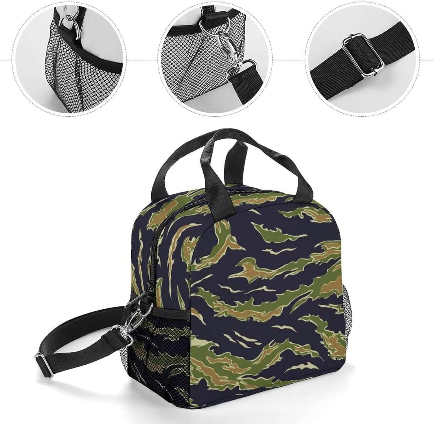 Camouflage Vietnam Tiger Stripe Adjustable Shoulder Strap Insulated And Leak Proof Premium Lunch Bag Unisex
