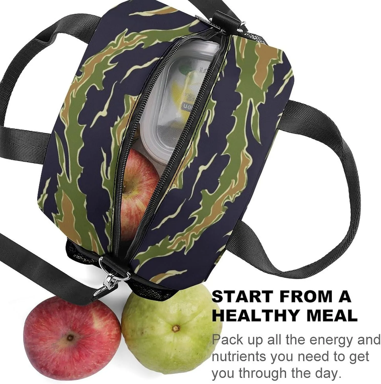 Camouflage Vietnam Tiger Stripe Adjustable Shoulder Strap Insulated And Leak Proof Premium Lunch Bag Unisex
