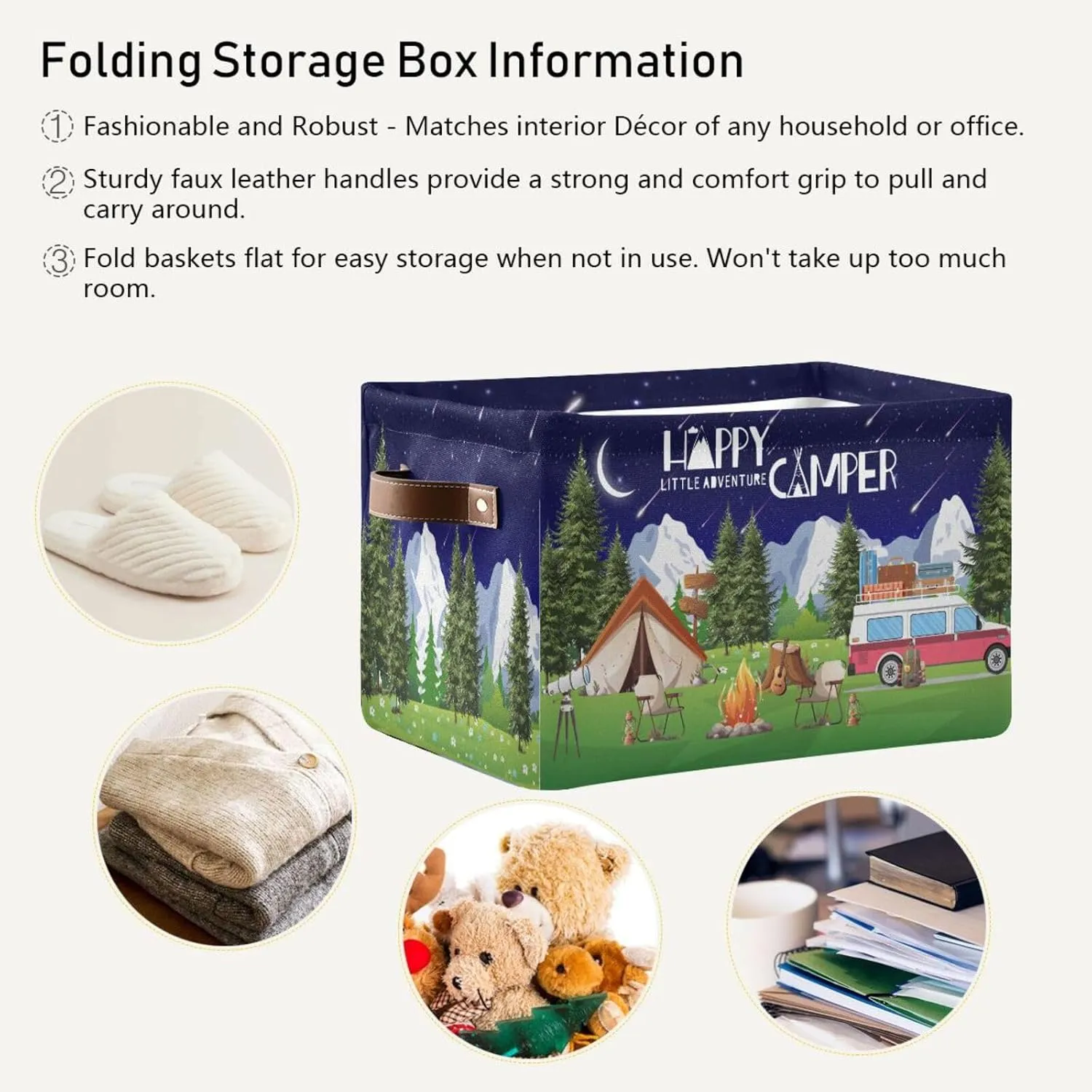 Camping Rectangular Storage Basket Organizer Bin Shelf Food Picnic Moutain Fir Tree Baskets For Clothes Gifts For Home Office Dorm