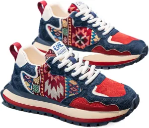 Canvas Boho Sneakers for Women Cloud Cushioning Bohemian Festival-Ready Comfort & Hand-Embroidered Artisan Accents