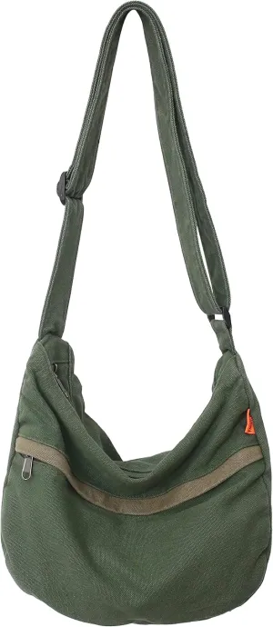 Canvas Crossbody Bags for Women and Men, Shoulder Hobo Purse Bag Tote Messenger Handbag for Work, Shopping and Travel