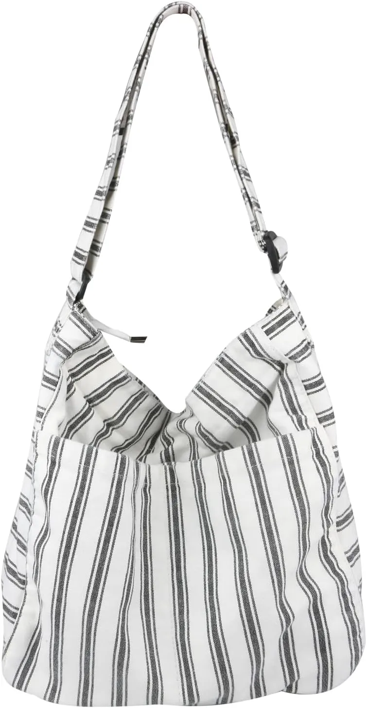 Canvas Hobo Crossbody Shoulder Tote Bag for Women and Men W/Multi-pocket Casual Purse Messenger Bags Travel Work