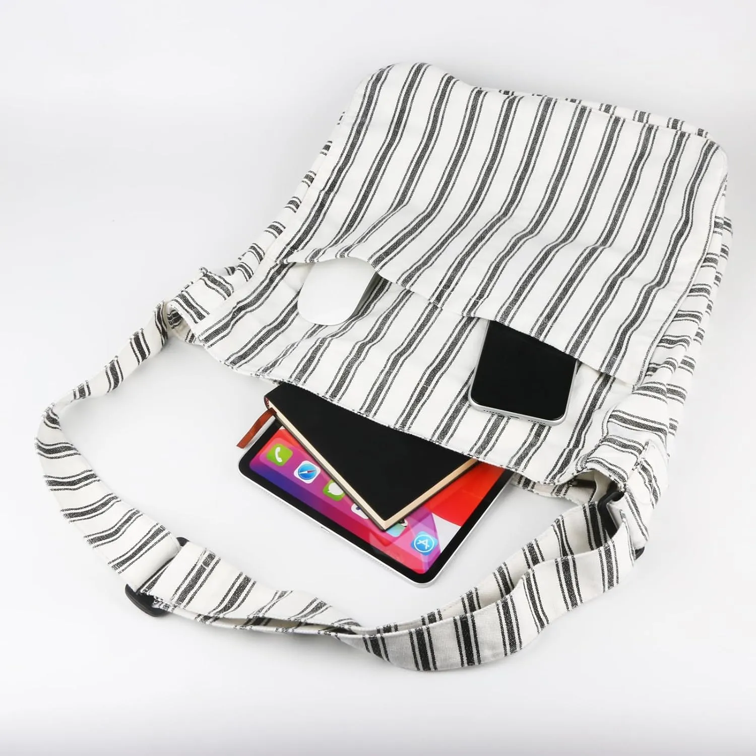 Canvas Hobo Crossbody Shoulder Tote Bag for Women and Men W/Multi-pocket Casual Purse Messenger Bags Travel Work