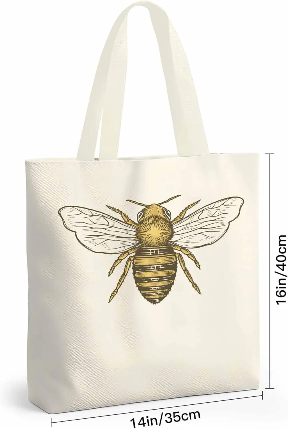 Canvas Tote Bag Bumble Bee Reusable Grocery Shopping Bags with Handle, Animal Large Canvas