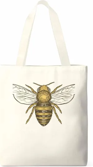 Canvas Tote Bag Bumble Bee Reusable Grocery Shopping Bags with Handle, Animal Large Canvas