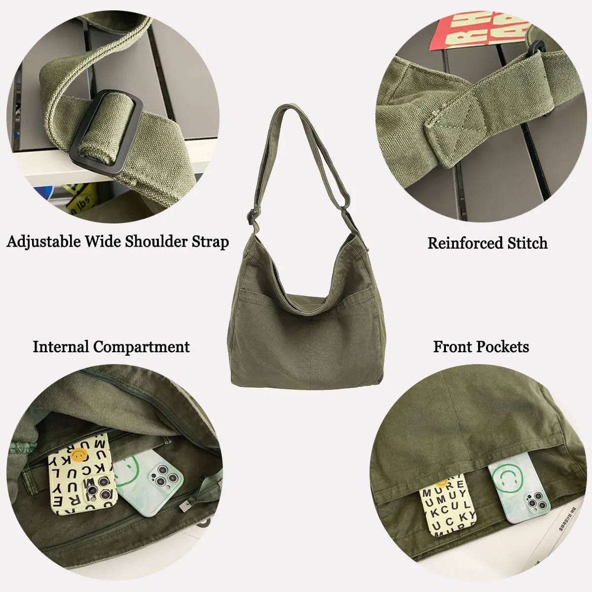 Canvas Tote Bag for Women Men Unisex Purses Women's Crossbody Handbags Hobo Shoulder Bag for Teen Girls…