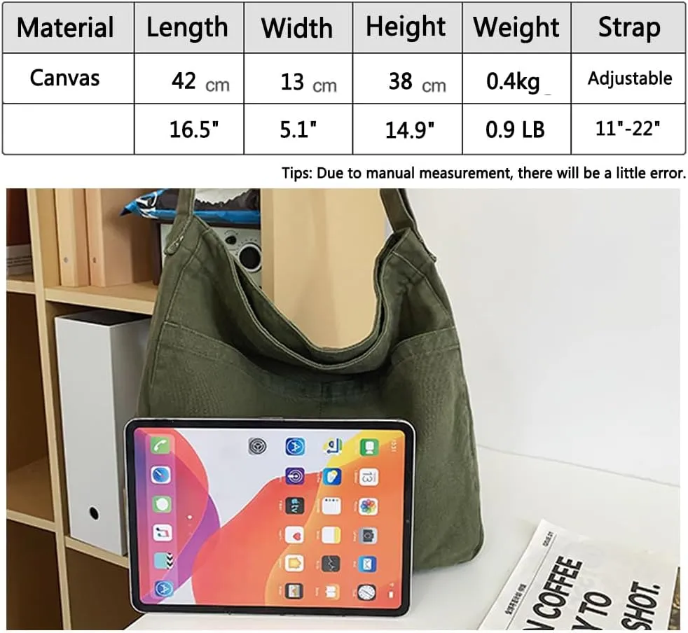 Canvas Tote Bag for Women Men Unisex Purses Women's Crossbody Handbags Hobo Shoulder Bag for Teen Girls…