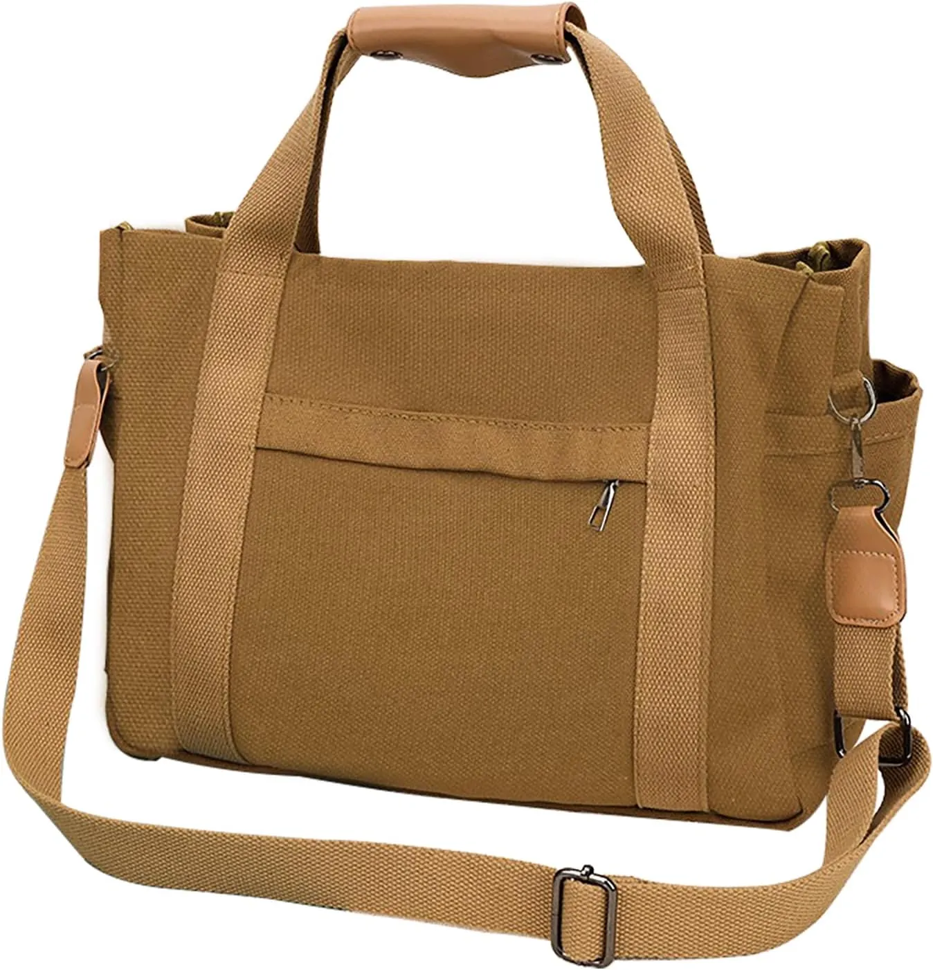 Canvas Tote Bag for Women with Multi Pockets, Crossbody Shoulder Bags Mommy Purse Messenger Handbag for Work Travel