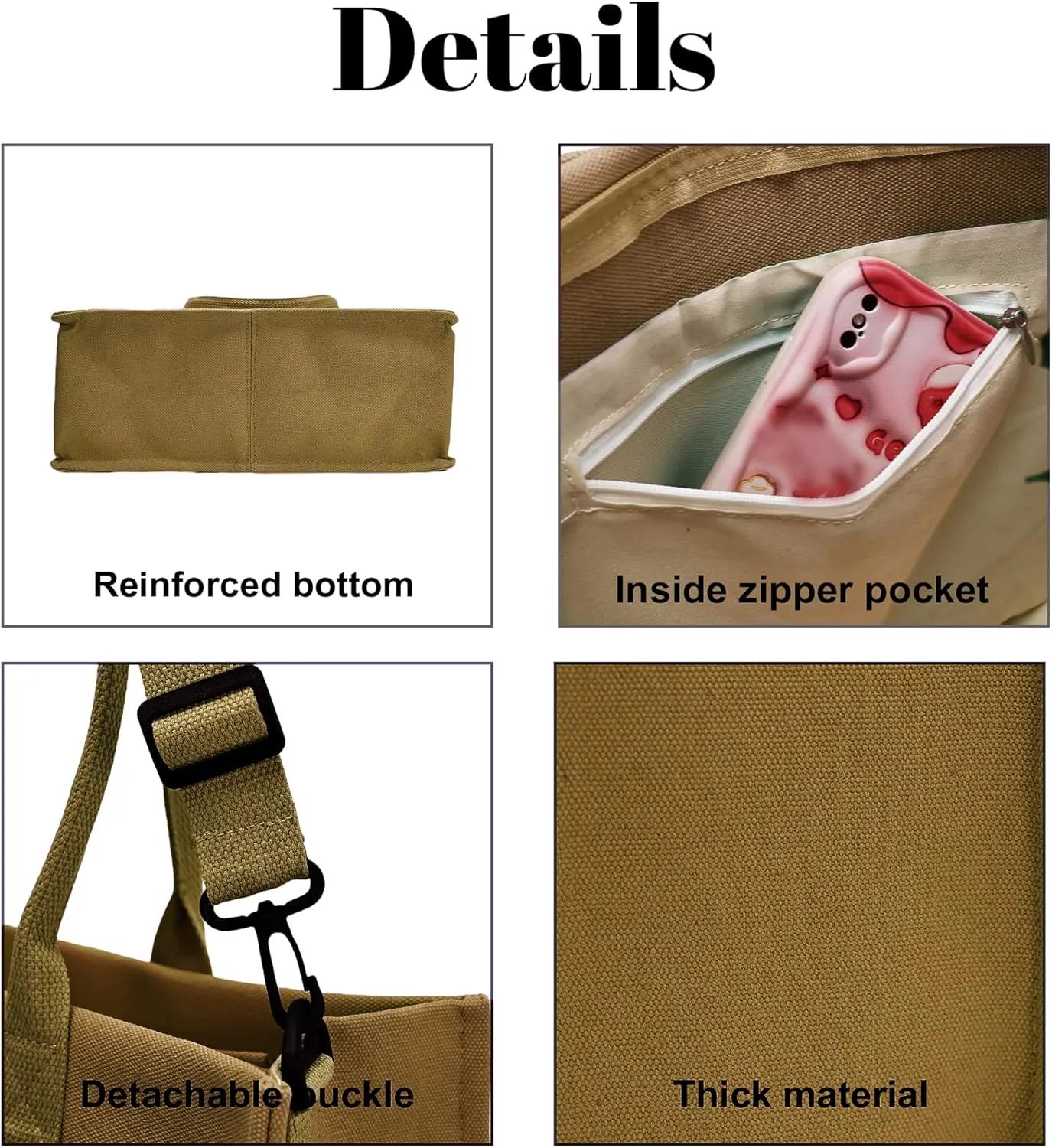 Canvas Tote Bag Shoulder Handbags with Zipper Work Bags for Women Crossbody Bags Tote Bag with Compartments for Work
